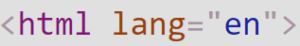 HTML element with a 'lang' attribute with a value of "EN"